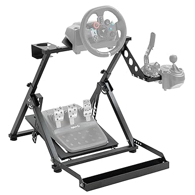 Hottoby Racing Sim Stand with Pulley Chair Fixing fit for Fanatec, Thrustmaster, Logitech G25 G27 G920, Gaming Racing Wheel Stand Shifter Wheel Pedal Not Included