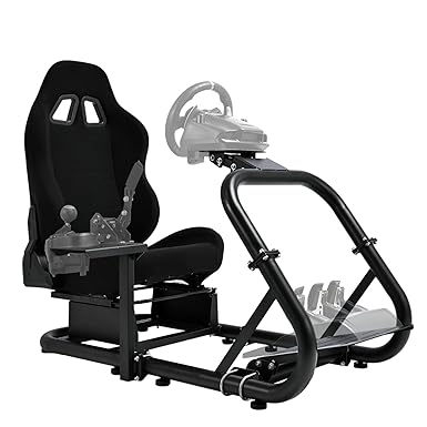Hottoby Racing Simulator Cockpit With Black Seat Fit for Logitech I Thrustmaster I FANATEC G29,G920,G923 T300 Shifter Platform Upgrade,Double Arm Triangle Support,No Steering Wheel,Pedal,Handbrake