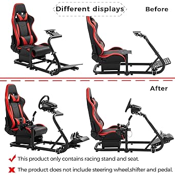 Hottoby Adjustable Racing Cockpit Red Seat Fit for Logitech, Thrustmaster,Fanatec,G923,G920,Wheel Shifter Pedals NOT Included