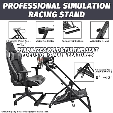 Hottoby Racing Sim Stand with Pulley Chair Fixing fit for Fanatec, Thrustmaster, Logitech G25 G27 G920, Gaming Racing Wheel Stand Shifter Wheel Pedal Not Included