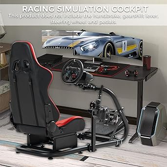 Hottoby Adjustable Racing Cockpit Red Seat Fit for Logitech, Thrustmaster,Fanatec,G923,G920,Wheel Shifter Pedals NOT Included