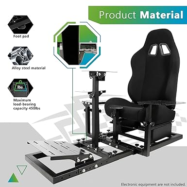 Hottoby Flight Racing Simulator Cockpit with Black Seat Adjustable&Shifter Platform Upgrade Fit for Logitech/Thrustmaster/Hotas Warthog G29,G920,X52,PXN Multi-Function&Stable,Includes Frame Seat Only