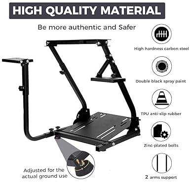 Hottoby Racing Steering Wheel Stand Foldable&Dual Shift Levers Fit for Logitech/Thrustmaster G25,G27,G29,G920,G923&T150,T248,T300 Multi-level Adjustable&Easy Storage&Install Cockpit,No Wheel&Pedals