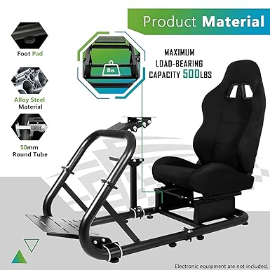 Hottoby Racing Simulator Cockpit With Black Seat Fit for Logitech I Thrustmaster I FANATEC G29,G920,G923 T300 Shifter Platform Upgrade,Double Arm Triangle Support,No Steering Wheel,Pedal,Handbrake