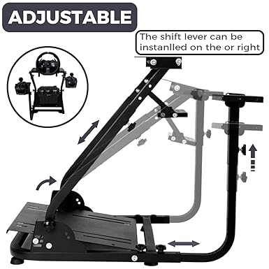 Hottoby Racing Steering Wheel Stand Foldable&Dual Shift Levers Fit for Logitech/Thrustmaster G25,G27,G29,G920,G923&T150,T248,T300 Multi-level Adjustable&Easy Storage&Install Cockpit,No Wheel&Pedals