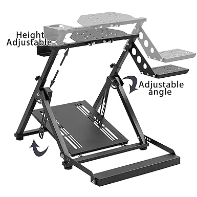 Hottoby Racing Sim Stand with Pulley Chair Fixing fit for Fanatec, Thrustmaster, Logitech G25 G27 G920, Gaming Racing Wheel Stand Shifter Wheel Pedal Not Included