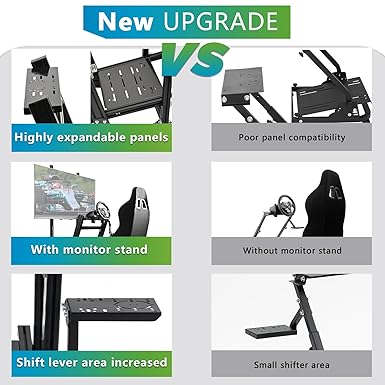 Hottoby F1 Racing Simulaor Cockpit Aluminum Profile Truck Simulator with BlackSeat&Monitor Frame Fit for Logitech/Thrustmaster/Fanatec G29,G923&T80 Professional,No Handbrake,Pedals,Steering Wheel