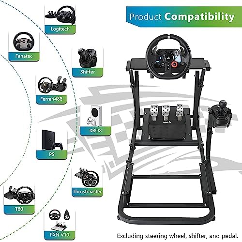Hottoby Racing Simulator Cockpit Mountable Monitor Stand &Adjustable Fits for Logitech/Thrustmaster/Fanatec G920 G923 G29&T80 T150,Frame Double Arm Reinforcement,No Steering Wheel,Pedal,Handbrake,Seat