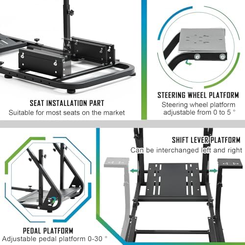Hottoby Racing Wheel Stand With Red Racing Seat Adjustable Racing Simulator Cockpit for Logitech G25 G27 G29 G920