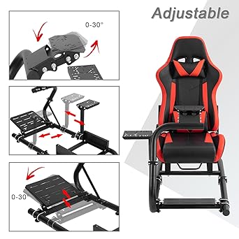 Hottoby Adjustable Racing Cockpit Red Seat Fit for Logitech, Thrustmaster,Fanatec,G923,G920,Wheel Shifter Pedals NOT Included