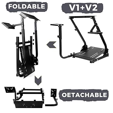 Hottoby Racing Steering Wheel Stand Foldable&Dual Shift Levers Fit for Logitech/Thrustmaster G25,G27,G29,G920,G923&T150,T248,T300 Multi-level Adjustable&Easy Storage&Install Cockpit,No Wheel&Pedals