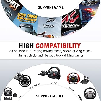 Hottoby Racing Cockpit with TV Stand &Black Seat Fit for Logitech,Thrustmaster,Fanatec,G25,G920,T500,Wheel Shifter Pedals NOT Included