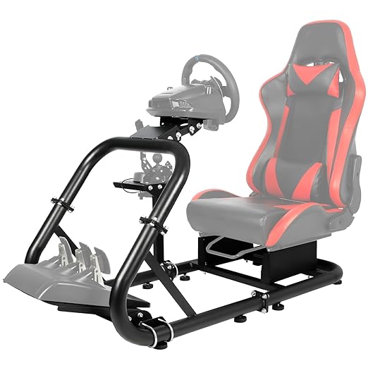 Hottoby G920 Racing Simulator Cockpit 50mm Round Tube Fit for Logitech G923 G27 G29,Fanatec,Thrustmaster T300RS TX, Gaming Cockpit, Without Wheel Pedal Seat Handbrake