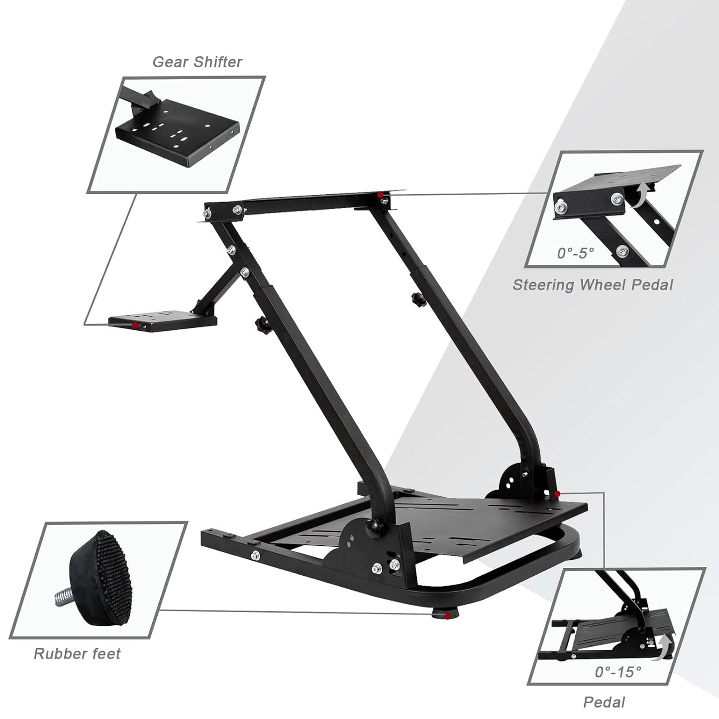 Racing Steering Wheel Stand Foldable&Multi-level Adjustable Fit for Logitech/Thrustmaster G25,G27,G29,G920,G923&T150,T248,T300 Easy Storage&Install Gaming Simulator Cockpit,No Wheel&Pedals