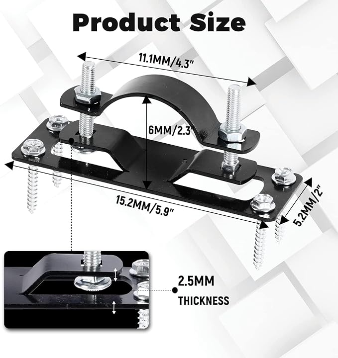 Hottoby 60MM 2-3/8" Fence Brackets for 2 by 4-inch Wood/Metal/Electrophoretic Paint Fence Post Bracket, Include All Parts (12 PCS)