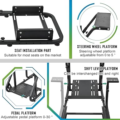 Hottoby Adjustable Sim Racing Cockpit with Red Seat Monitor Frame Fit for Logitech/Thrustmaster/Fanatec G920 G923 G29 T80,Frame Double Arm Reinforcement,No Steering Wheel,Pedal,Handbra