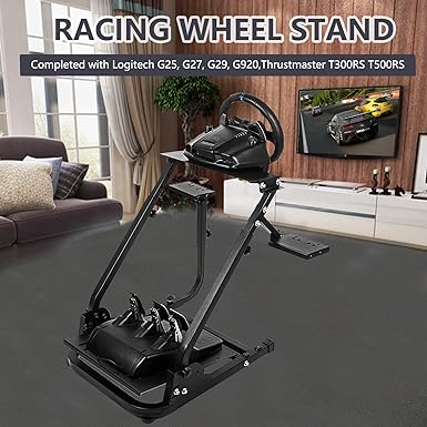 Hottoby Racing Steering Wheel Stand Foldable&Dual Shift Levers Fit for Logitech/Thrustmaster G25,G27,G29,G920,G923&T150,T248,T300 Multi-level Adjustable&Easy Storage&Install Cockpit,No Wheel&Pedals