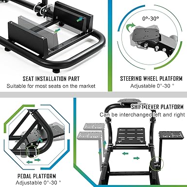 Hottoby Racing Simulator Cockpit With Black Seat Fit for Logitech I Thrustmaster I FANATEC G29,G920,G923 T300 Shifter Platform Upgrade,Double Arm Triangle Support,No Steering Wheel,Pedal,Handbrake