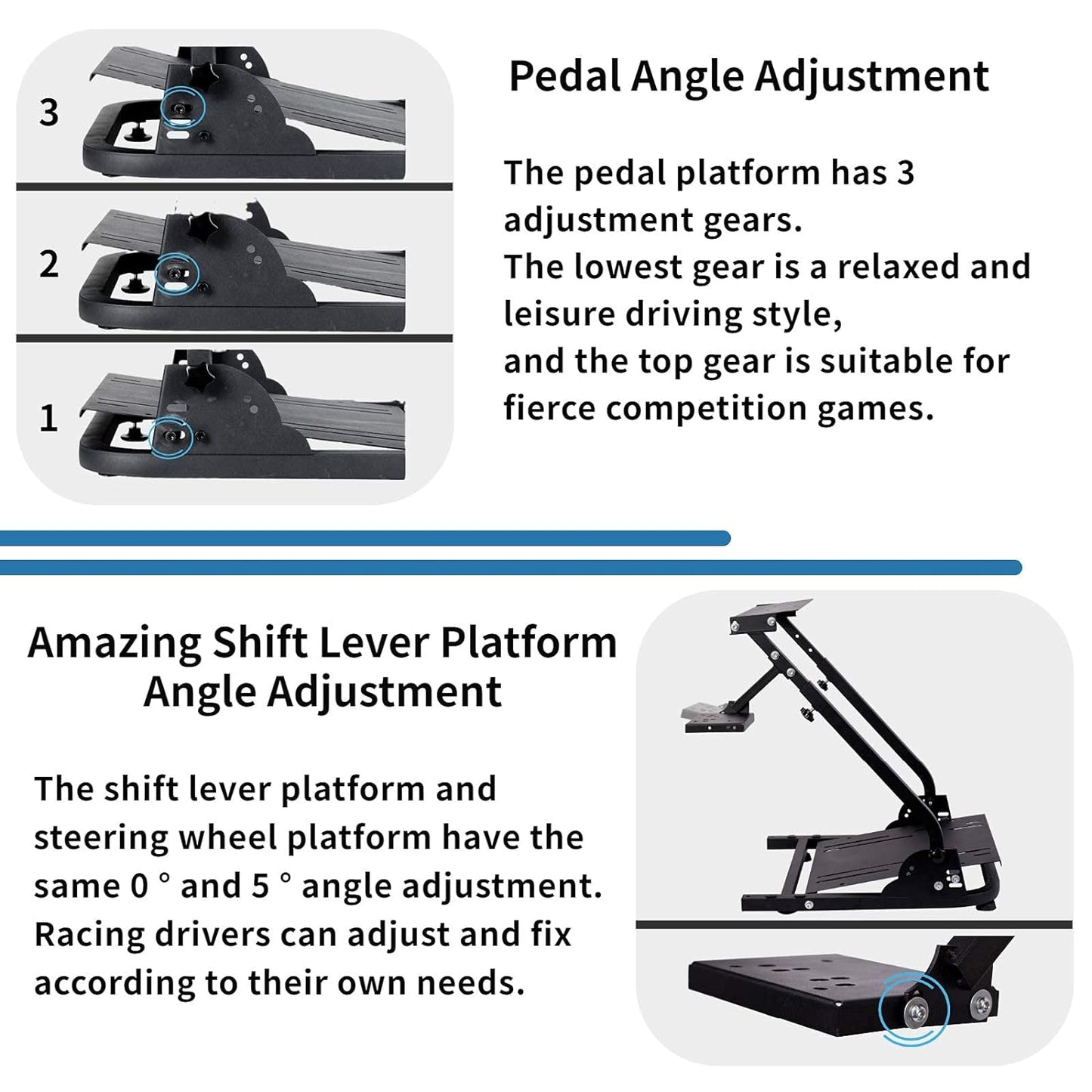 Racing Steering Wheel Stand Foldable&Multi-level Adjustable Fit for Logitech/Thrustmaster G25,G27,G29,G920,G923&T150,T248,T300 Easy Storage&Install Gaming Simulator Cockpit,No Wheel&Pedals