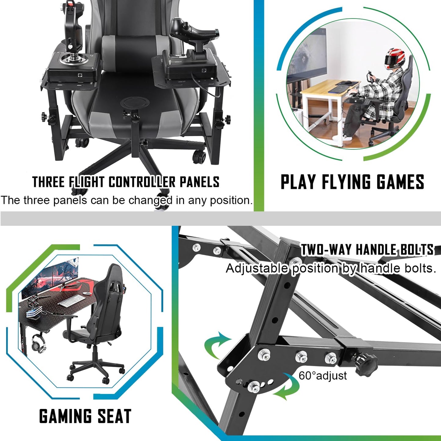 Adjustable Flight Racing Simulator Cockpit with Seat&Pedal Frame Fit for Logitech/Thrustmaster/Hotas Warthog G29,G920 Simple Storage&Multi-Function&Home&Office Use No Joystick,Shifter,Pedal