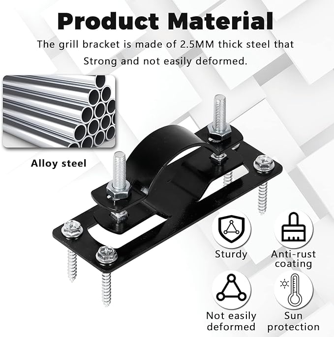 Hottoby 60MM 2-3/8" Fence Brackets for 2 by 4-inch Wood/Metal/Electrophoretic Paint Fence Post Bracket, Include All Parts (12 PCS)