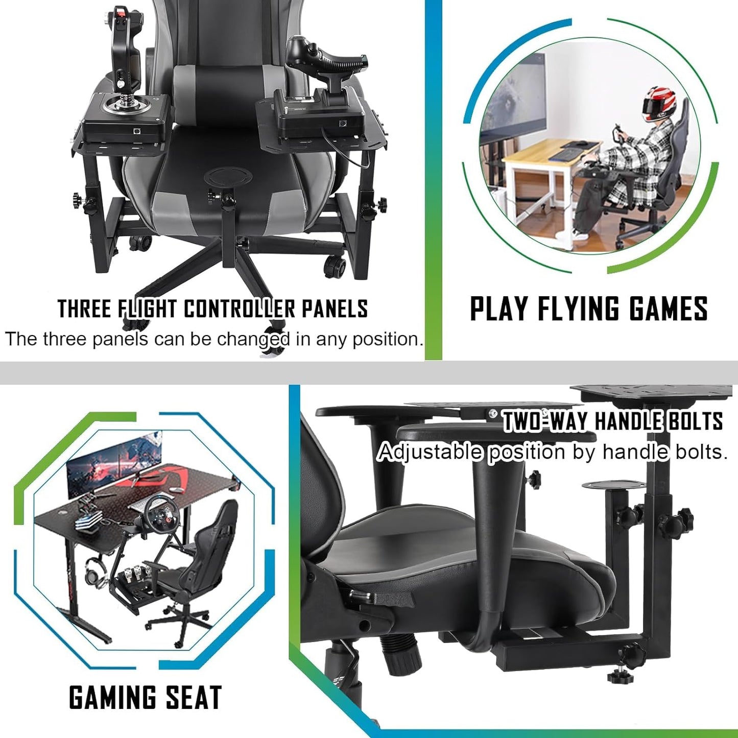 Flight Racing Simulator Cockpit with Seat Adjustable&Shifter Platform Upgrade Fit for Logitech/Thrustmaster/Hotas Warthog G29,G920,Multi-Function&Office Use,No Throttle,Joystick,Pedal