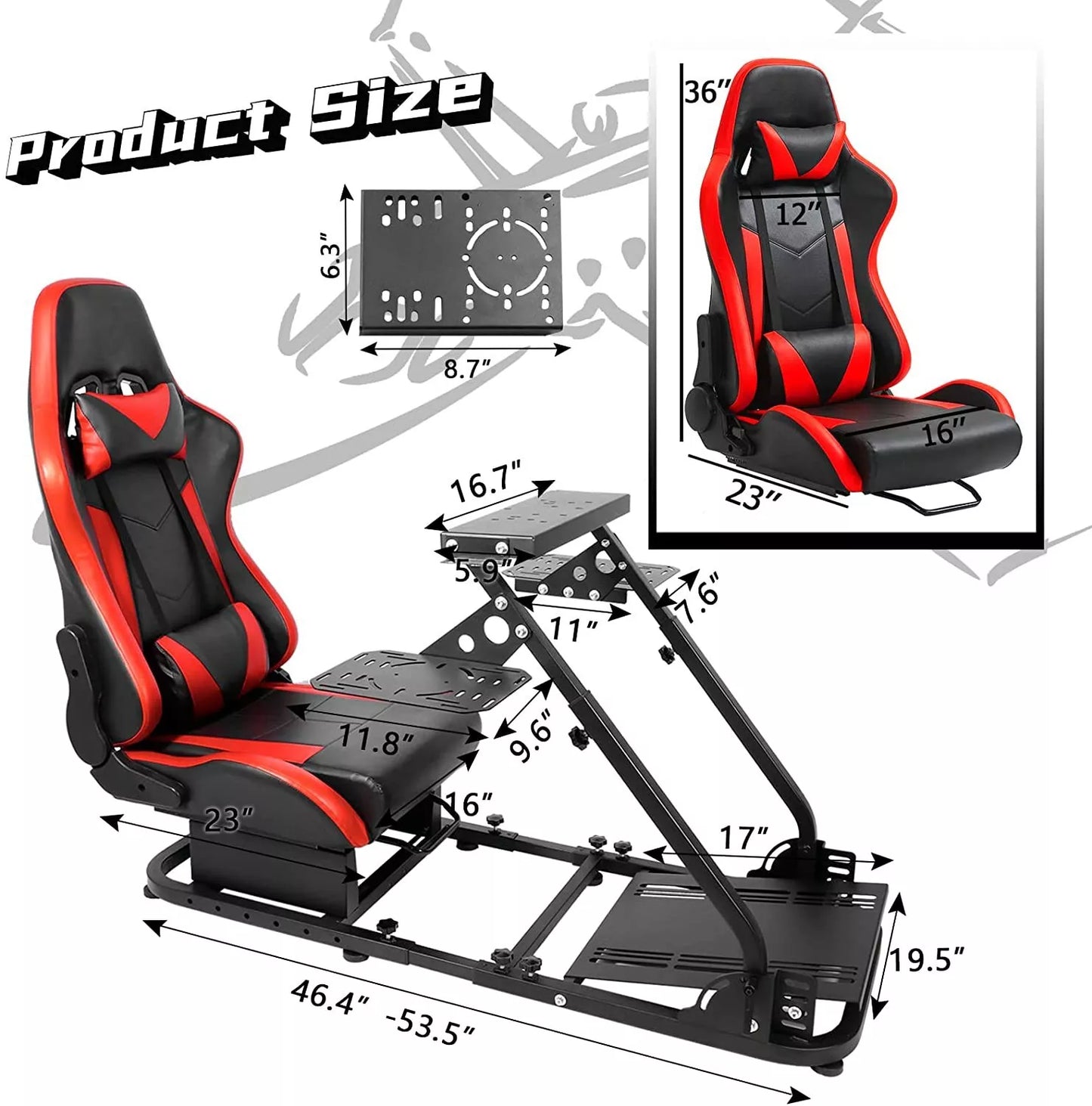 Hottoby Flight Simulator Cockpit with Red Seat Fits Logitech Thrustmaster Saitek
