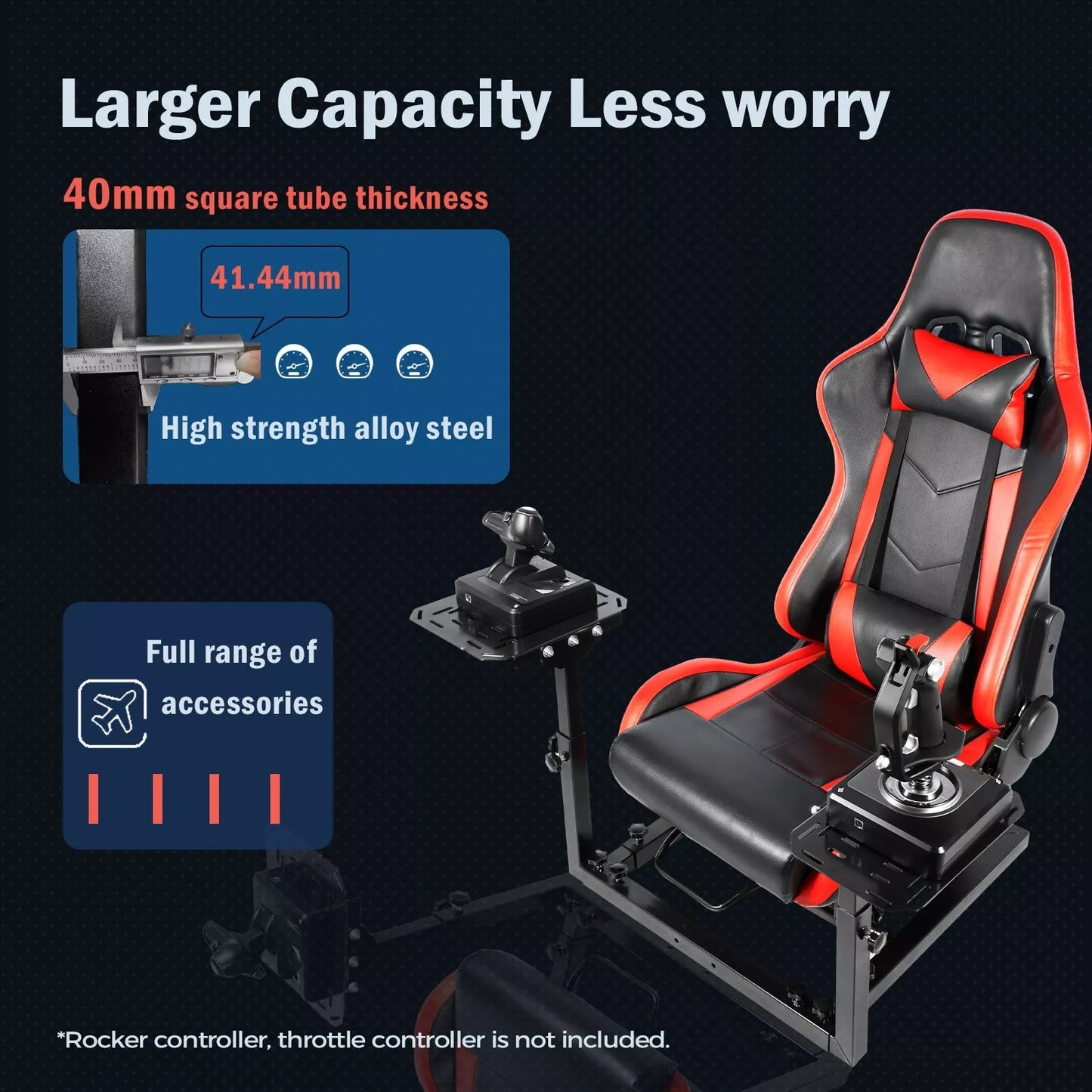 Hottoby Flight Gaming Stand with Red Seat fit Logitech X52 Thrustmaster Saitek