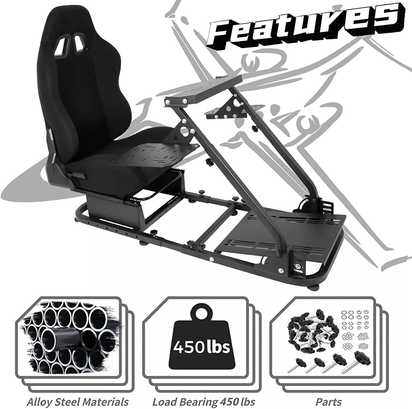 Hottoby Flight Simulator Cockpit with Seat fit for Logitech G29 X56 Thrustmaster