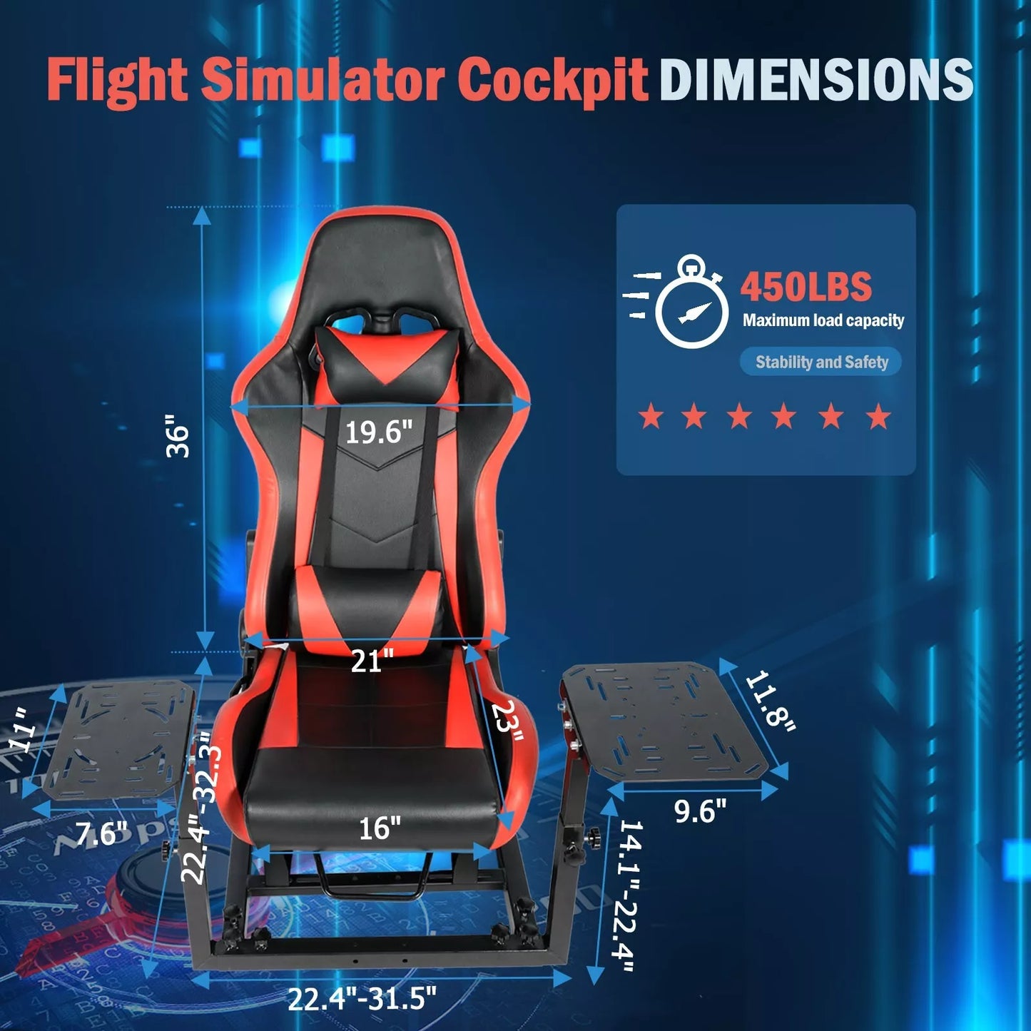 Hottoby Flight Gaming Stand with Red Seat fit Logitech X52 Thrustmaster Saitek