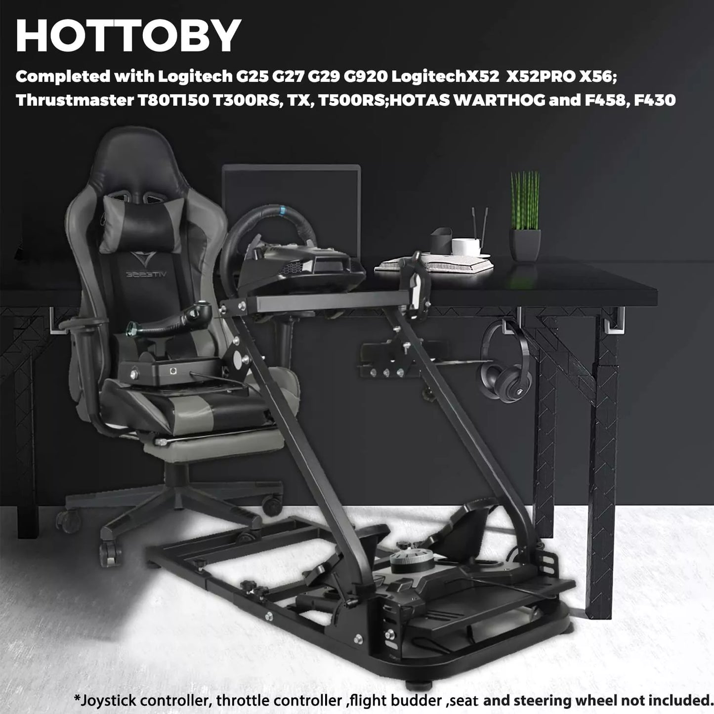 Hottoby G29 Flight Racing Sim Cockpit Stand Fit Logitech G920 X52 Thrustmaster