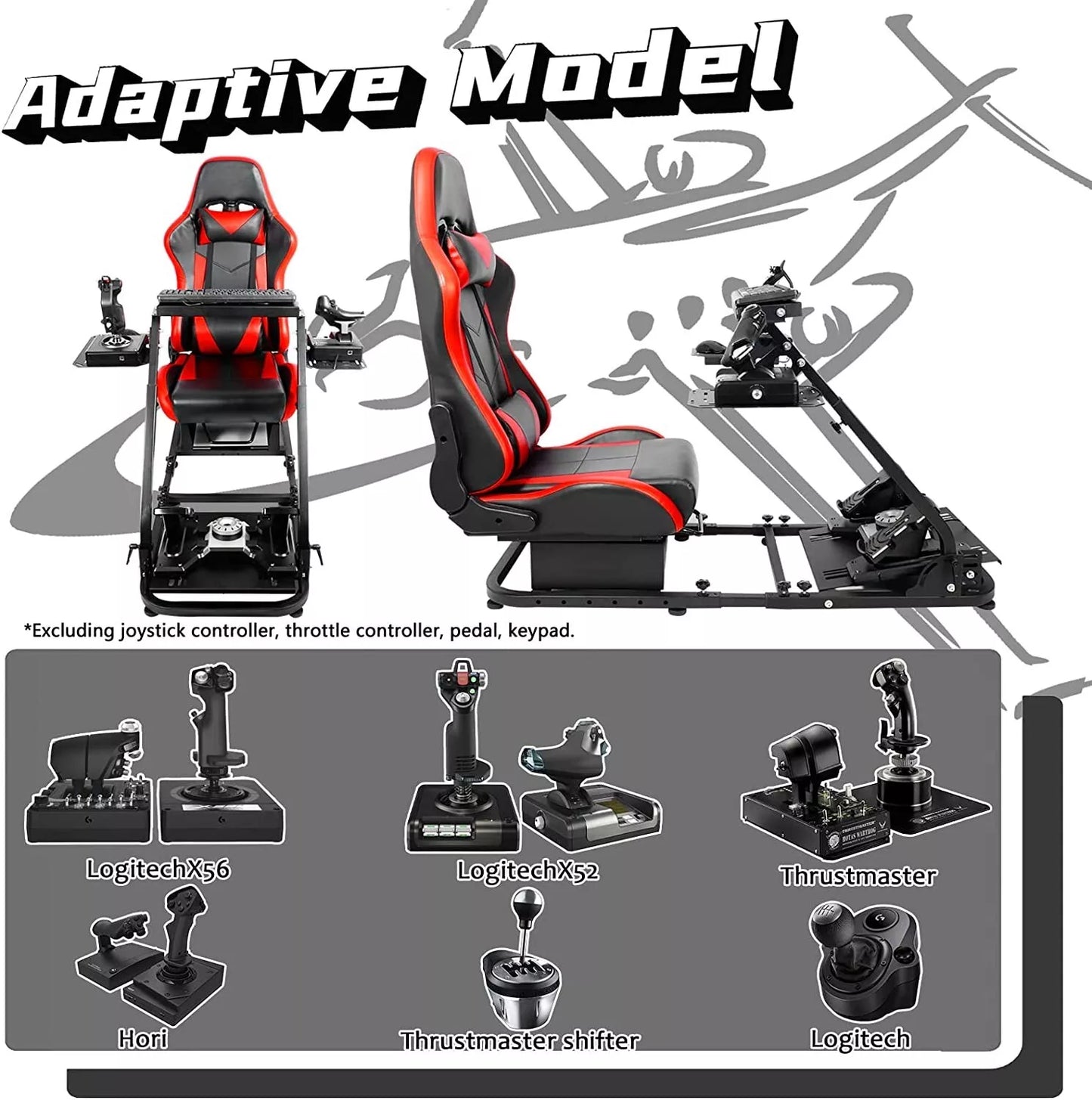 Hottoby Flight Simulator Cockpit with Red Seat Fits Logitech Thrustmaster Saitek