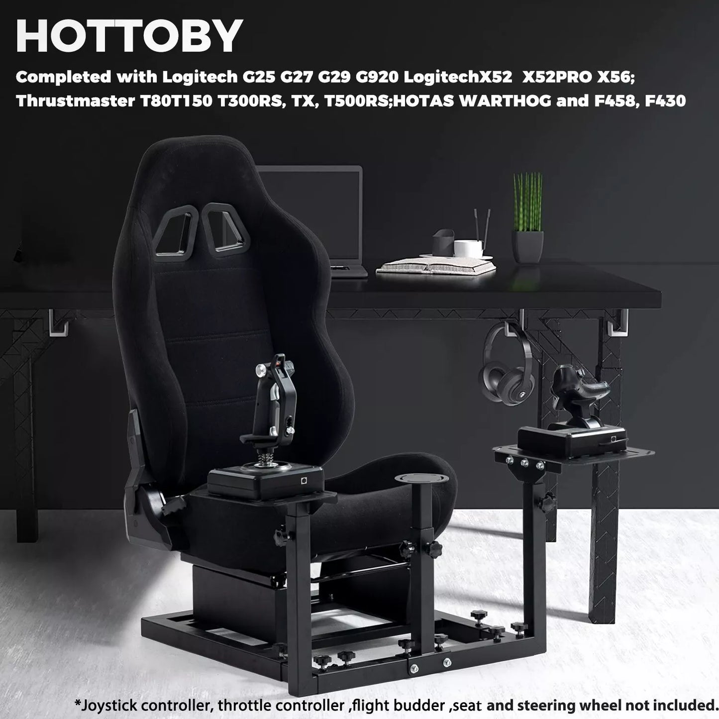 Hottoby Flight Game Sim Cockpit & Seat Fit Logitech Thrustmaster Hotas Warthog