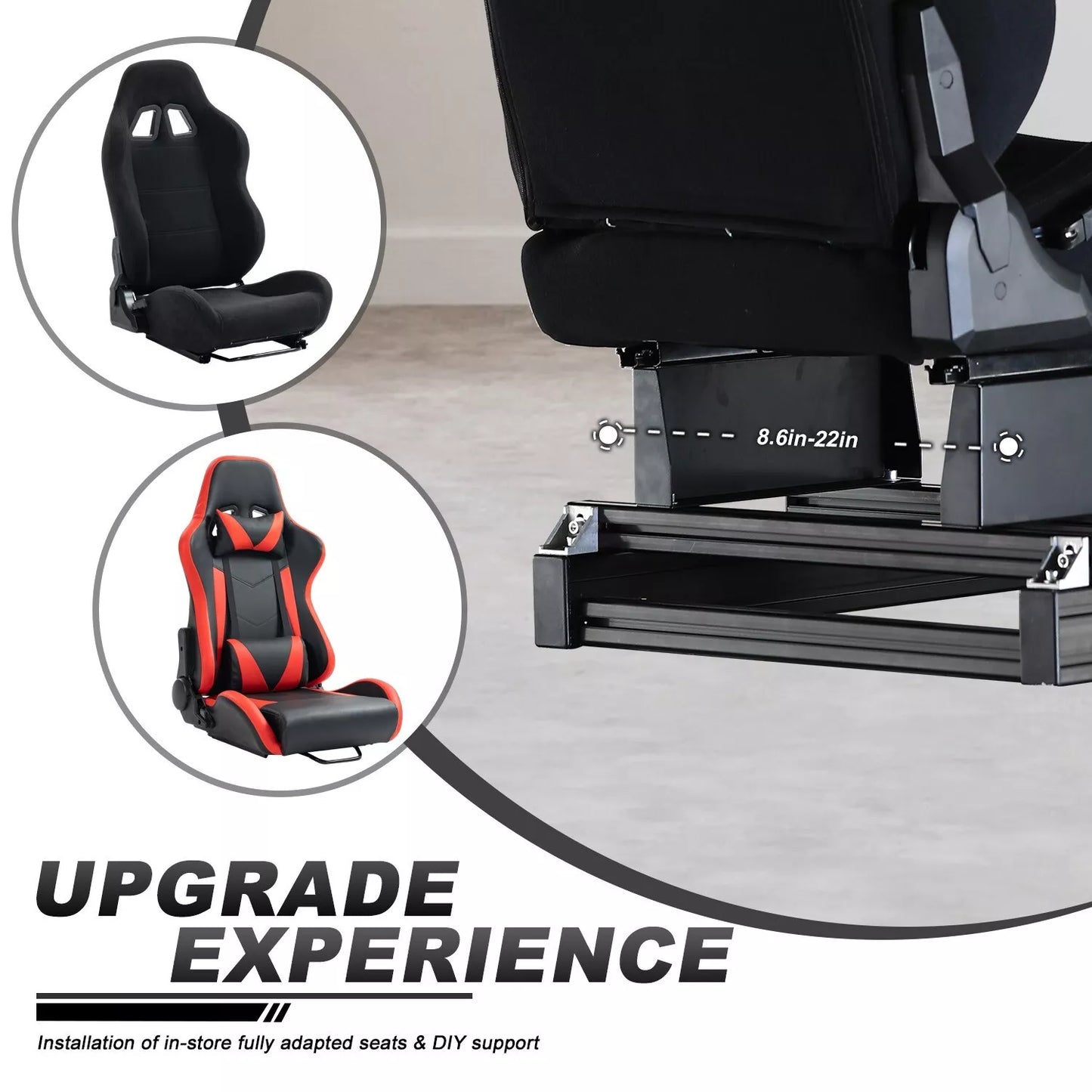 Hottoby F1 Aluminum Racing Sim Cockpit with Black Seat Fit Logitech G923 G920