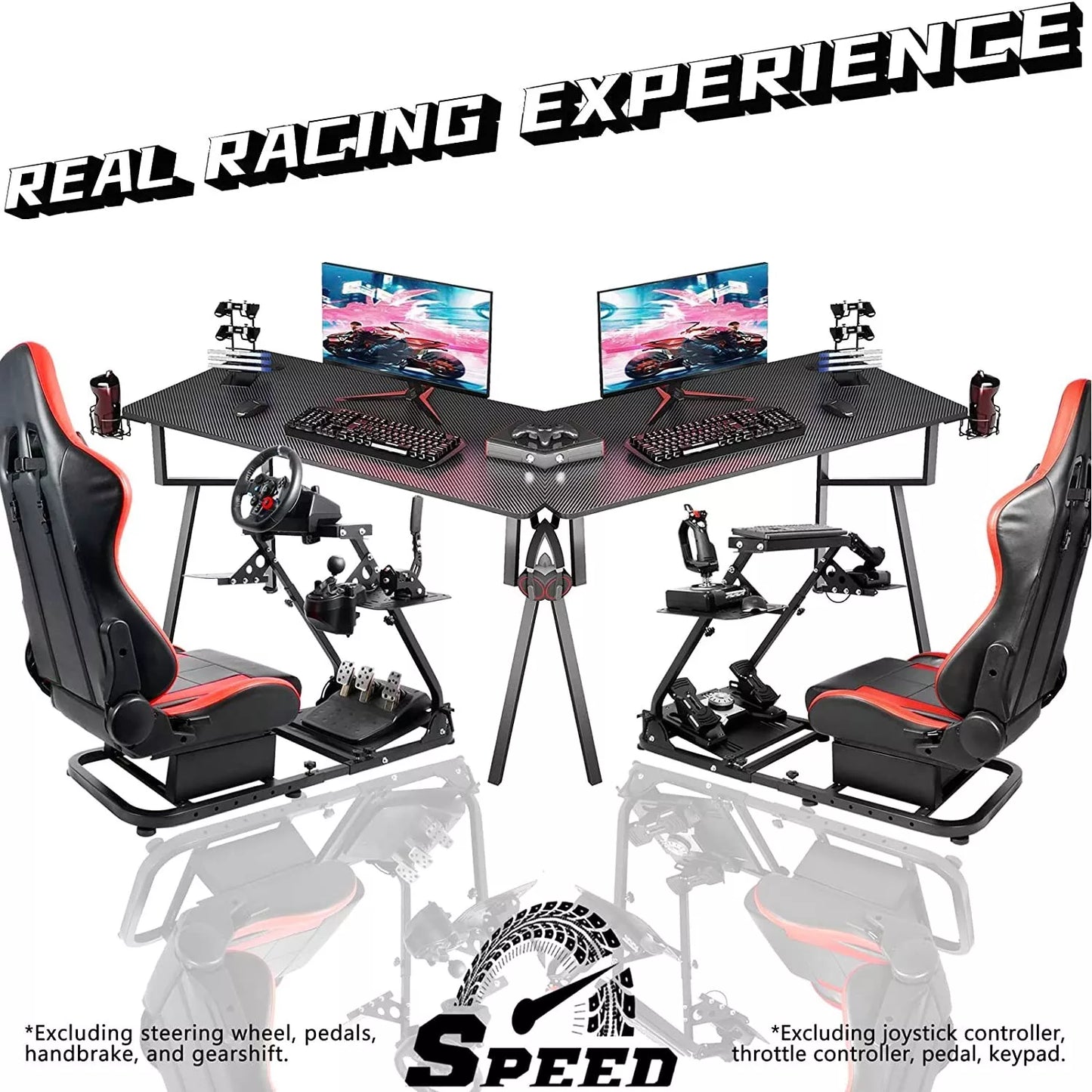 Hottoby Flight Simulator Cockpit with Red Seat Fits Logitech Thrustmaster Saitek