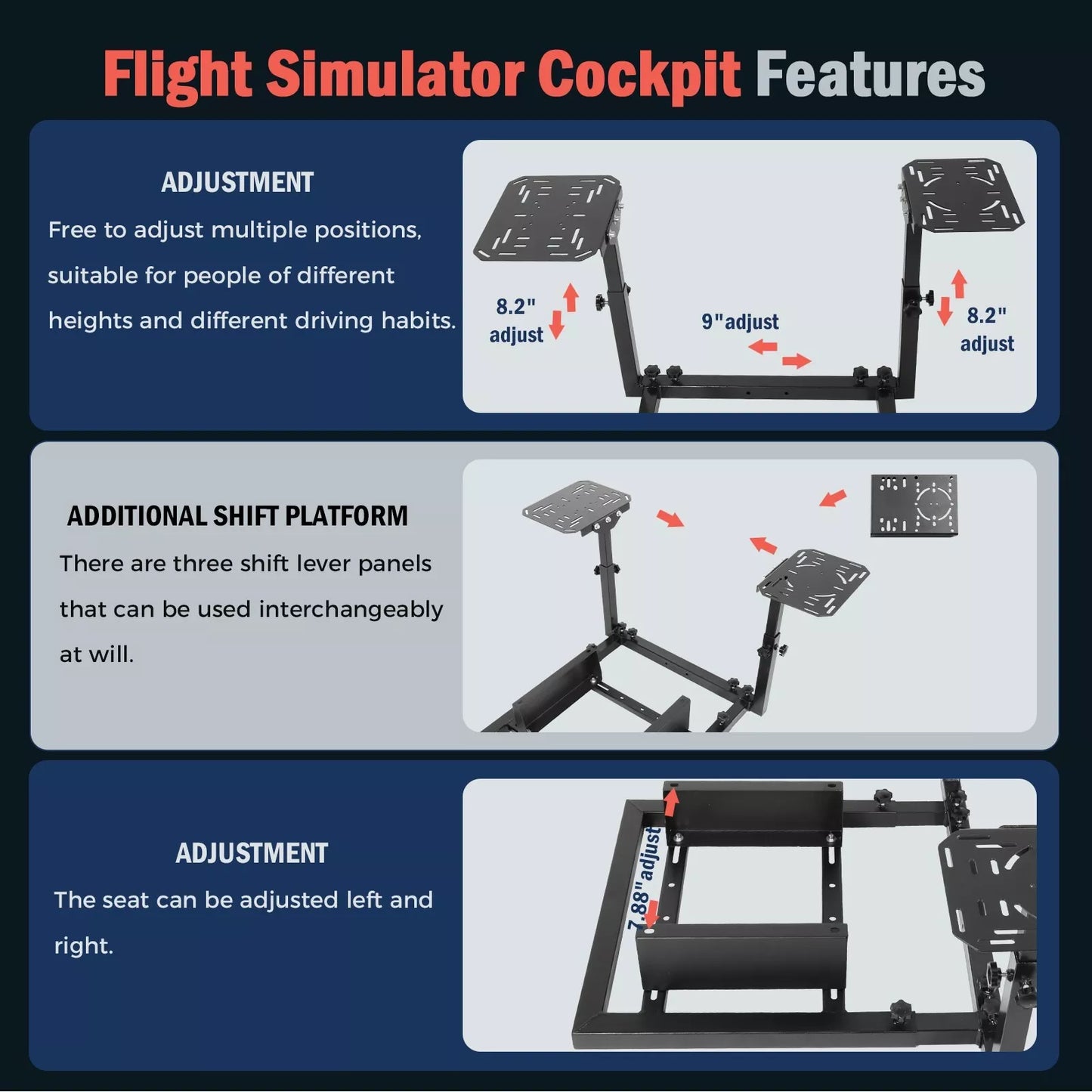 Hottoby Flight Gaming Stand with Red Seat fit Logitech X52 Thrustmaster Saitek