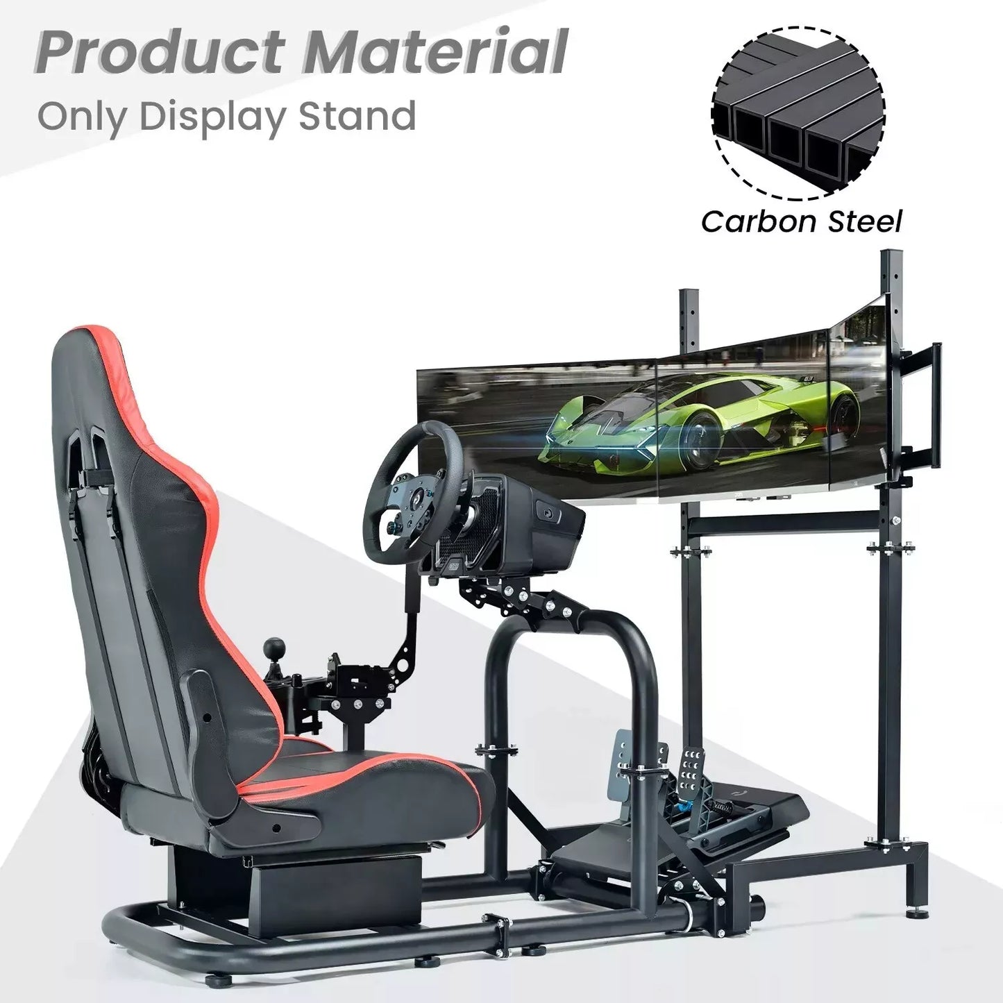 Hottoby Racing 3-Sided Monitor Frame for Racing Sim Cockpit Support 3 Screens