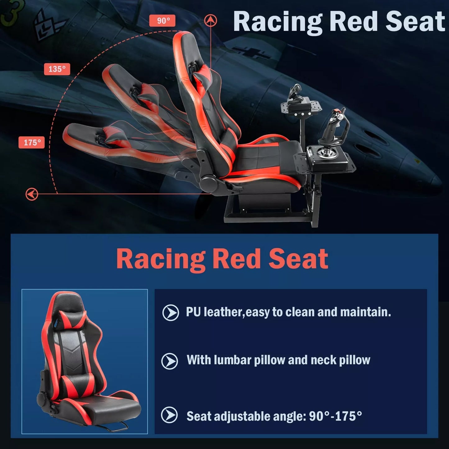 Hottoby Flight Gaming Stand with Red Seat fit Logitech X52 Thrustmaster Saitek