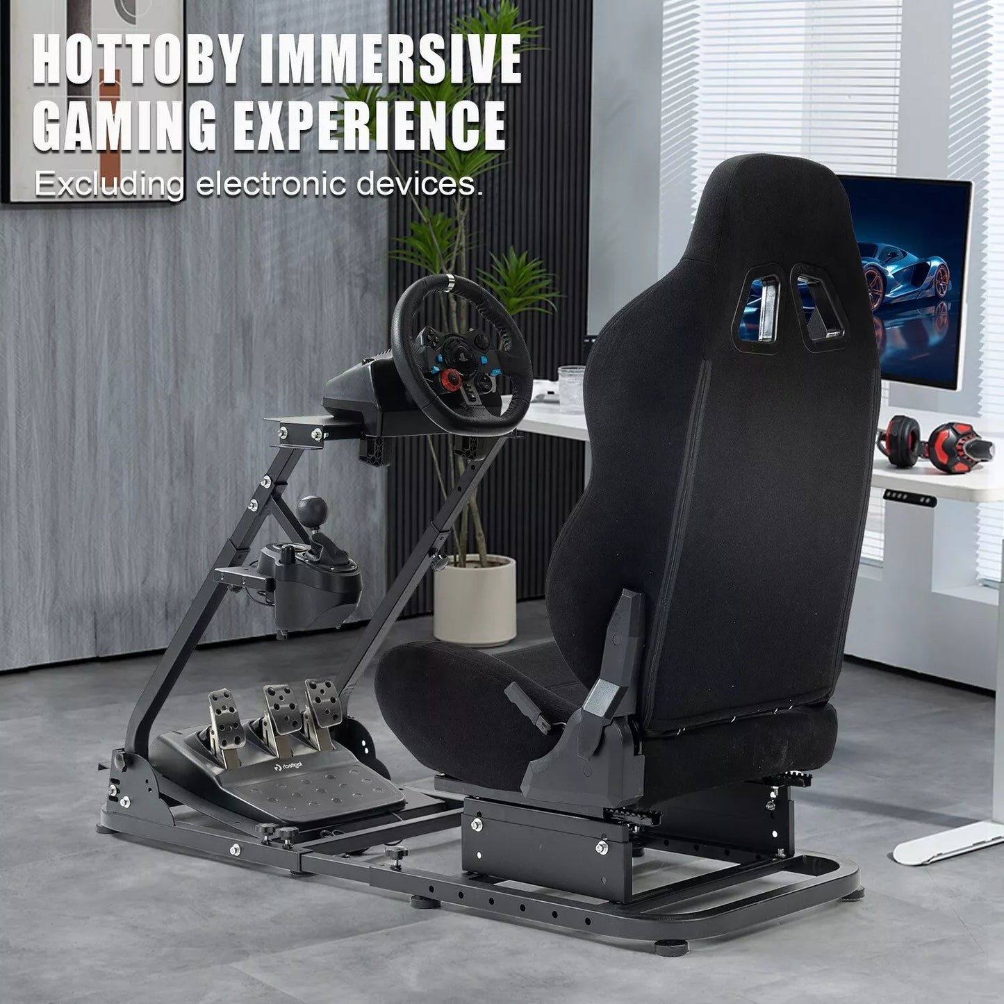 Hottoby Upgrade Racing Simulator Cockpit Stand with Seat Fits Logitech G29 G920