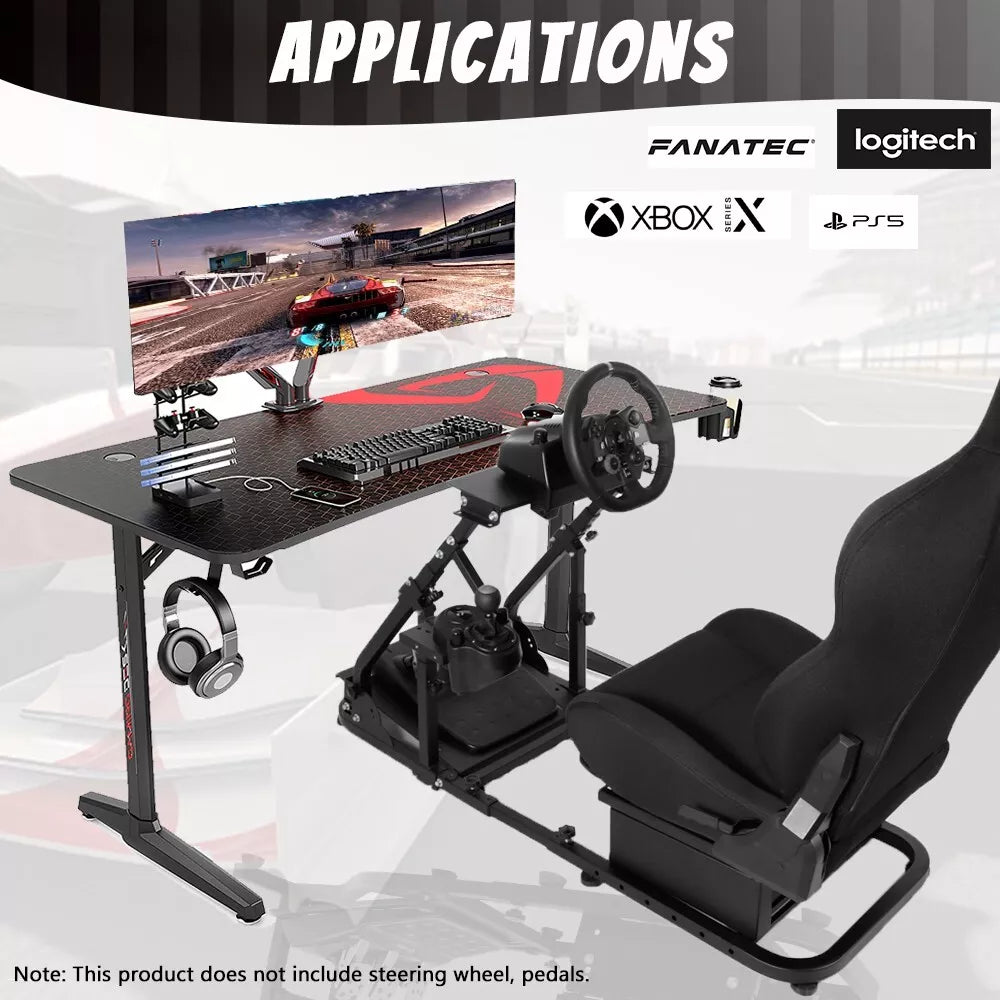 Hottoby G29 Racing Sim Cockpit Stand&Seat fit Thrustmaster Fanatec Logitech G923