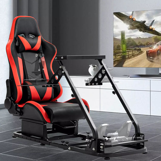 Hottoby Flight Simulator Cockpit with Red Seat Fits Logitech Thrustmaster Saitek