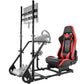 Hottoby Adjustable Sim Racing Cockpit with Red Seat Monitor Frame Fit for Logitech/Thrustmaster/Fanatec G920 G923 G29 T80,Frame Double Arm Reinforcement,No Steering Wheel,Pedal,Handbra