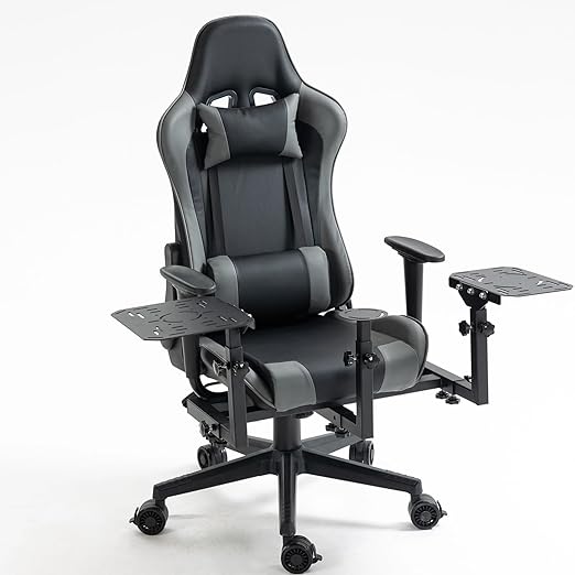 Hottoby Flight Racing Simulator Cockpit with Seat Adjustable&Shifter Platform Upgrade Fit for Logitech/Thrustmaster/Hotas Warthog G29,G920,Multi-Function&Office Use,No Throttle,Joystick,Pedal