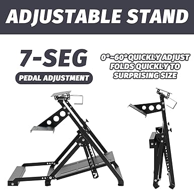 Hottoby Racing Sim Stand with Pulley Chair Fixing fit for Fanatec, Thrustmaster, Logitech G25 G27 G920, Gaming Racing Wheel Stand Shifter Wheel Pedal Not Included