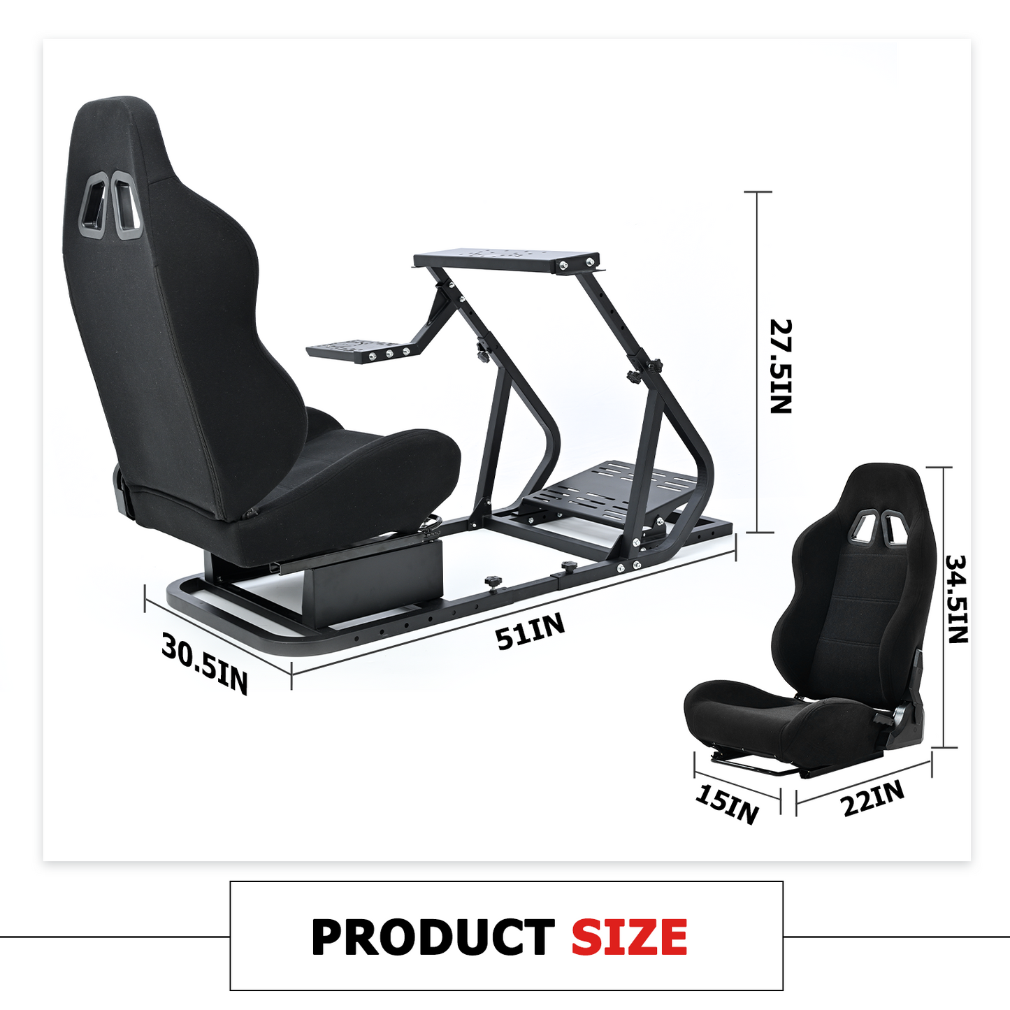 Hottoby Racing Simulator Cockpit with Seat Fit Logitech G923 G29 Fanatec GT-PRO