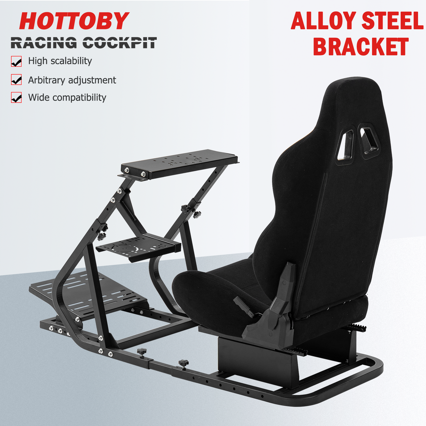 Hottoby Racing Simulator Cockpit with Seat Fit Logitech G923 G29 Fanatec GT-PRO