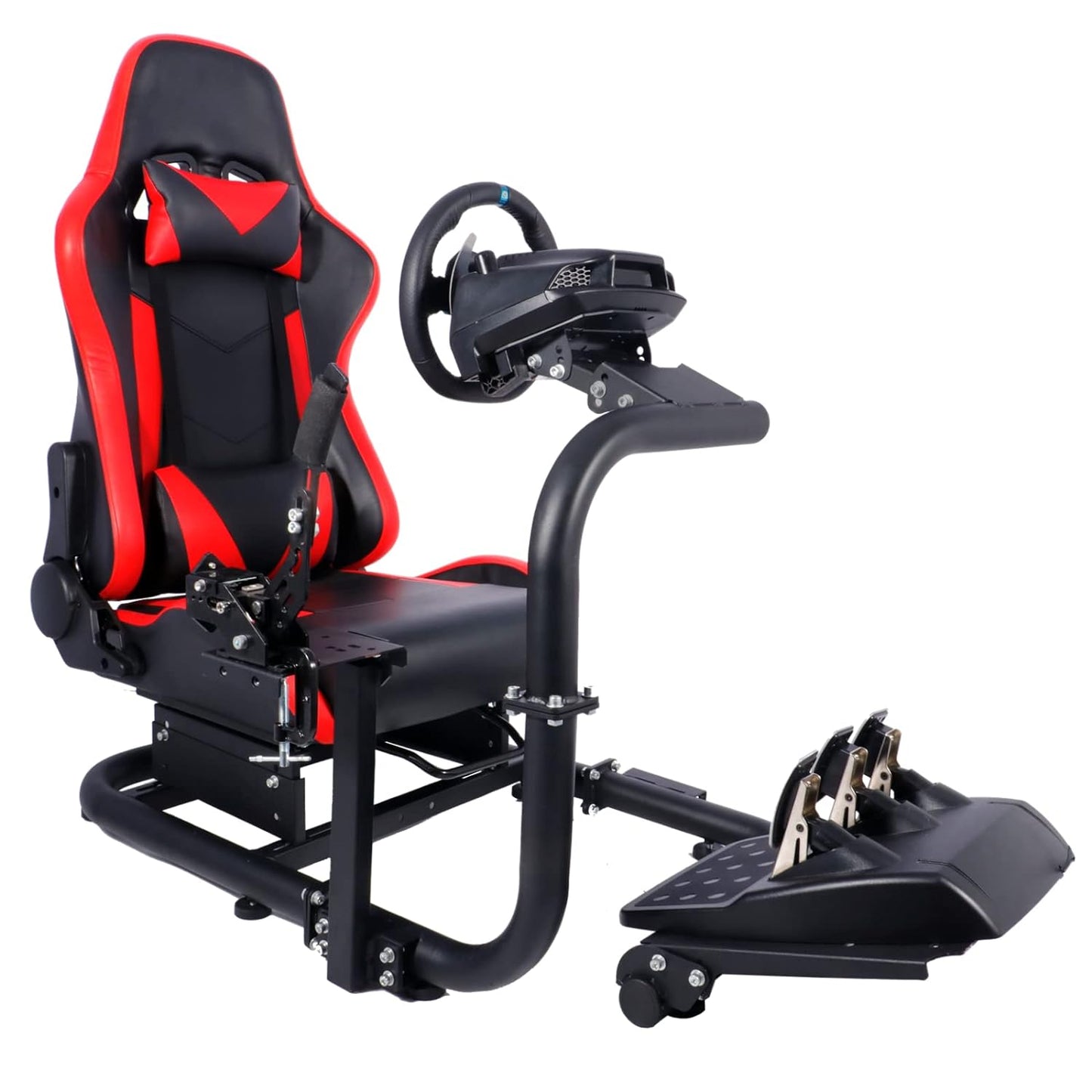 Racing Driving Simulator Cockpit with Red Seat Stand Adjustable&Thick Circular Tube Fit for Logitech/Thrustmaster G29,G920,G923&T300RS Flexible Use of Legs&Stable,No Steering Wheel,Shifter,Pedal