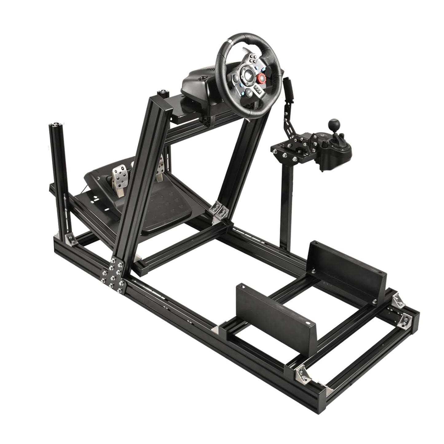 F1 Racing Simulaor Cockpit Aluminum Profile Truck Simulator Fit for Logitech/Thrustmaster/Fanatec/Moza G920,G923 Professional&Expandability,No Handbrake,Pedals,Steering Wheel