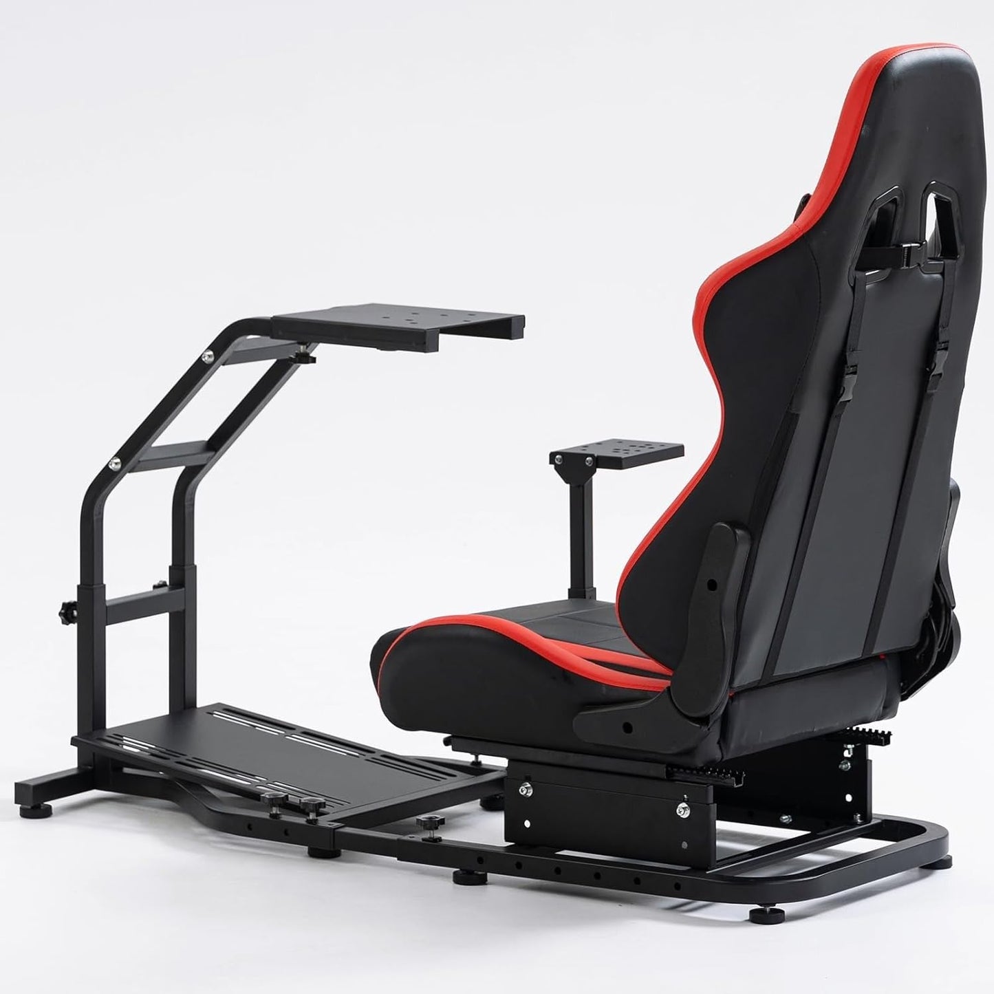 Steering Wheel Stand Racing Cockpit with Red Seat Unobstructed Design for Both Legs Fit for Logitech/Thrustmaster G29,G920,G923,G25,T300RS,T80,T150 Adjustable No Steering Wheel, Handbrake, Pedals