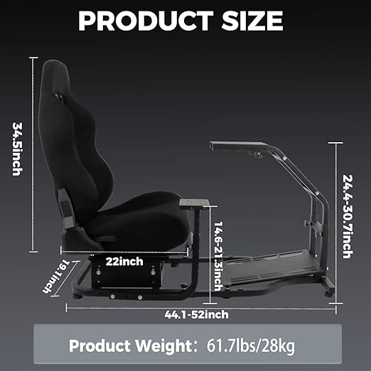 Hottoby Driving Wheel Stand Racing Cockpit with Racing Seat Fit for PC